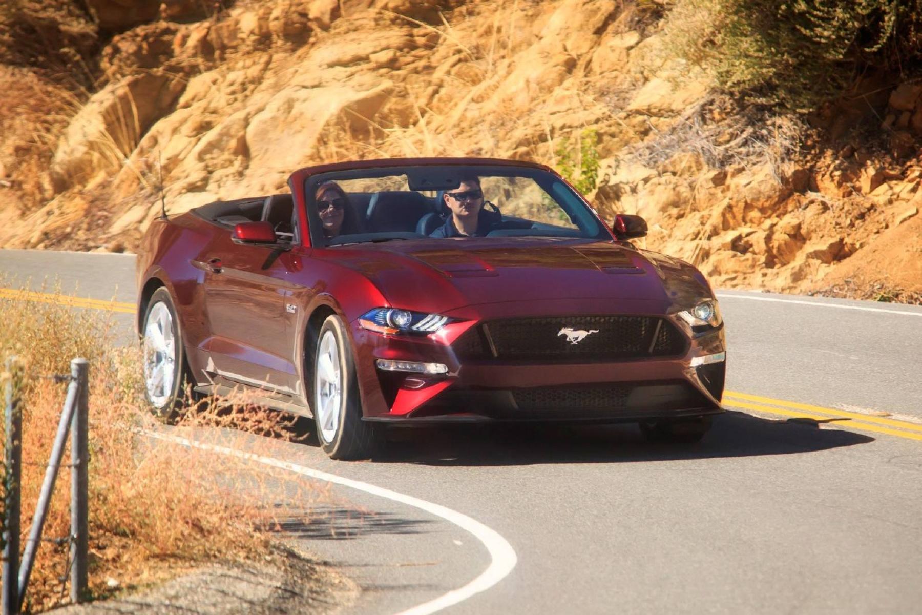 2020 Burgundy /Black Ford Mustang GT Convertible (1FATP8FF9L5) with an 5.0L V8 DOHC 32V engine, Automatic transmission, located at 3160 South Valley View Blvd, Las Vegas, NV, 89146, (888) 750-6845, 36.132458, -115.190247 - In some ways, the 2020 Ford Mustang is just as you'd expect it to be. It has rear-wheel drive, an available 5.0-liter V8 under the hood, and all sorts of factory options to make it faster, louder, and more distinctive. What you might not expect about the Mustang is the way Ford has committed to the - Photo #3