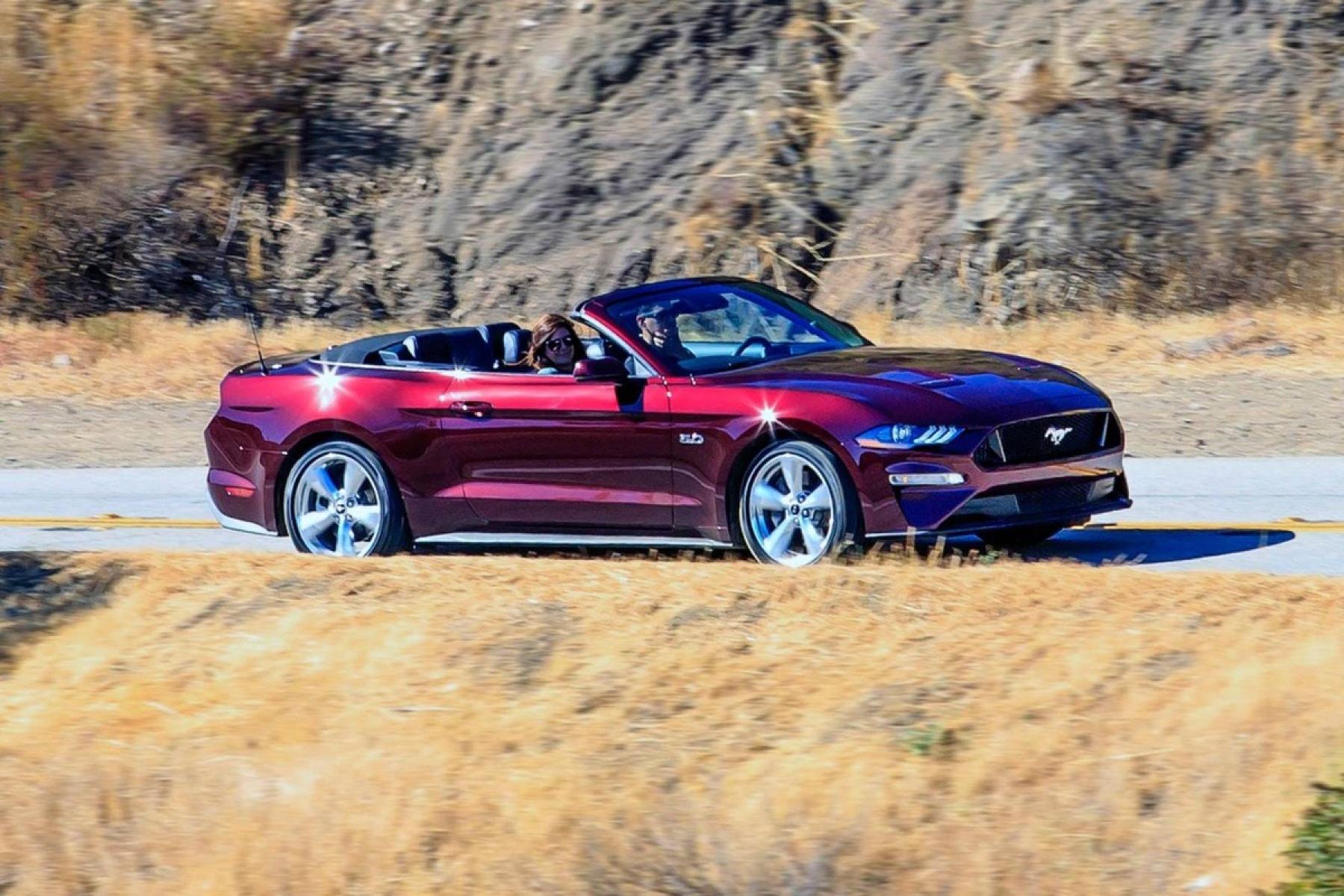 2020 Burgundy /Black Ford Mustang GT Convertible (1FATP8FF9L5) with an 5.0L V8 DOHC 32V engine, Automatic transmission, located at 3160 South Valley View Blvd, Las Vegas, NV, 89146, (888) 750-6845, 36.132458, -115.190247 - In some ways, the 2020 Ford Mustang is just as you'd expect it to be. It has rear-wheel drive, an available 5.0-liter V8 under the hood, and all sorts of factory options to make it faster, louder, and more distinctive. What you might not expect about the Mustang is the way Ford has committed to the - Photo #4